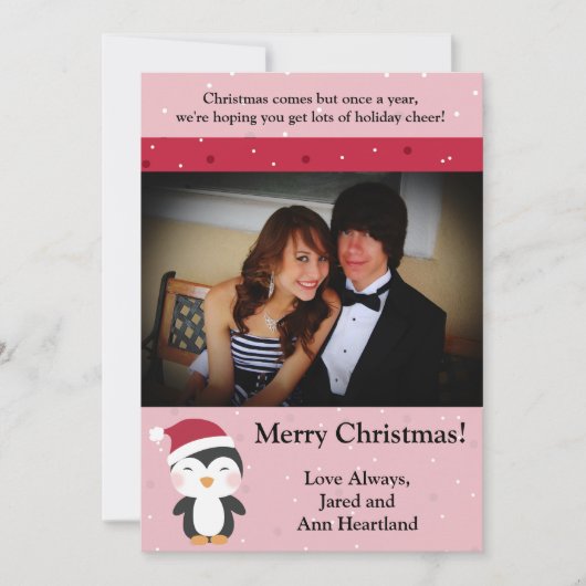 5x7 Pet met kerstmis Penguin Kaart (Voorkant)