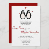 5x7 Pinguïn Love Couple Mate Weddenschap Uitnodigi Kaart (Voorkant / Achterkant)