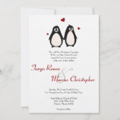 5x7 Pinguïn Love Couple Mate Weddenschap Uitnodigi Kaart (Voorkant)