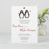 5x7 Pinguïn Love Couple Mate Weddenschap Uitnodigi Kaart (Staand voorkant)