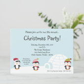 5x7 Pinguins Igloo - Uitnodiging voor kerstfeestda (Staand voorkant)