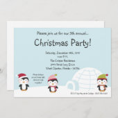 5x7 Pinguins Igloo - Uitnodiging voor kerstfeestda (Voorkant / Achterkant)