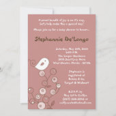 5x7 Pink Bird Retro Struik Baby shower Uitnodiging (Voorkant)