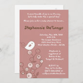 5x7 Pink Bird Retro Struik Baby shower Uitnodiging (Voorkant / Achterkant)