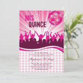 5x7 Pink Dance Party Quinceanera Uitnodiging (Staand voorkant)