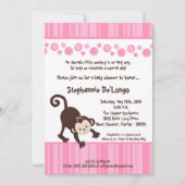 5x7 :Pink Girl Pop Monkey Baby shower Uitnodiging (Voorkant)