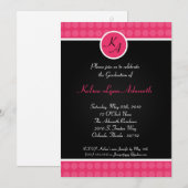 5x7 Pink Polka Dot Afstuderen Invitation Aankondig Kaart (Voorkant / Achterkant)