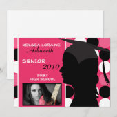 5x7 Pink Polka Dot Foto Afstuderen Aankondiging (Voorkant / Achterkant)