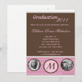 5x7 Pink Polka Dot Foto Afstuderen Aankondiging (Voorkant / Achterkant)