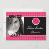 5x7 Pink Polka Dot Foto Afstuderen Aankondiging (Voorkant)