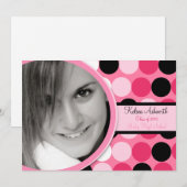 5x7 Pink Polka Dot Foto Afstuderen Aankondiging (Voorkant / Achterkant)