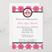 5x7 Pink Sock Monkey Speelgoed Birthday Part Invit Kaart (Voorkant / Achterkant)