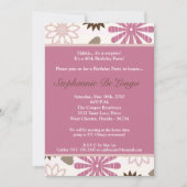 5x7 PinkPurple Retro Bloem Verjaardag Uitnodiging (Voorkant)