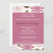 5x7 PinkPurple Retro Bloem Verjaardag Uitnodiging (Voorkant / Achterkant)