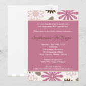 5x7 PinkPurple Retro Flower Baby shower Uitnodigin Kaart (Voorkant / Achterkant)