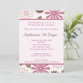 5x7 PinkPurple Retro Flower Baby shower Uitnodigin Kaart (Staand voorkant)