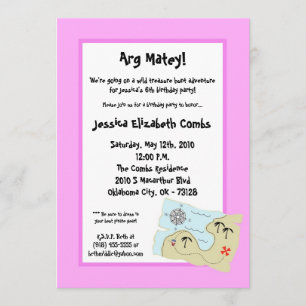 5x7 Pirate Treasure Hunt Birthday Party Invitation Kaart