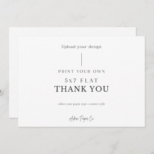 5x7 Platte Bedank: Upload Uw Eigen Bedankkaart (Voorkant / Achterkant)