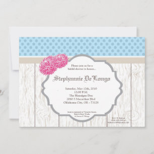 5x7 Plumeria Flower Wood Bridal Shower Invitation Kaart