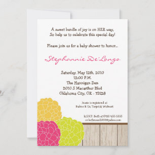 5x7 Plumeria Poppy Flower Baby shower Invitation Kaart