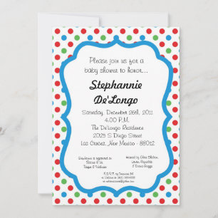 5x7 Polka Dot Baby shower Uitnodiging