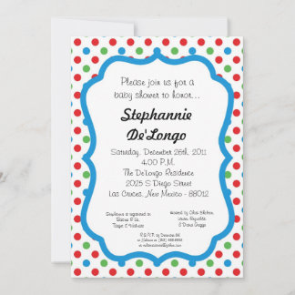 5x7 Polka Dot Baby shower Uitnodiging