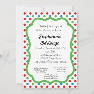 5x7 Polka Dot Baby shower Uitnodiging