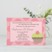 5x7 Polka Dot Cup Cake Baby Shower Invitation Kaart (Staand voorkant)