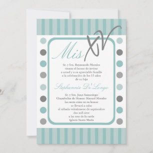 5x7 Polka Dot Quinceanera Party Uitnodiging