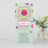 5x7 Polka Dot Quinceanera Verjaardag Uitnodiging (Staand voorkant)