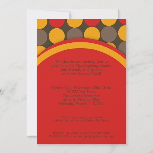 5x7 Polka Dot Thanksgiving Diner Uitnodiging (Voorkant)