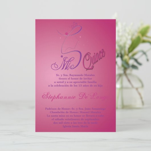 5x7 Prinses Meisje Quinceanera Verjaardag Uitnodig Kaart (Staand voorkant)