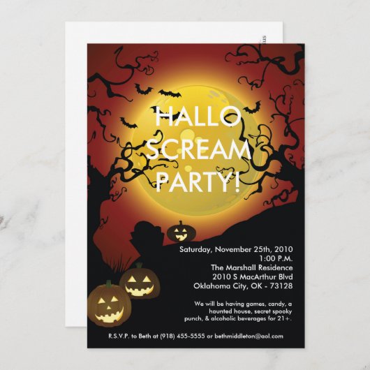 5x7 Pumpkin Jack O Lantern Halloween Uitnodiging (Voorkant / Achterkant)