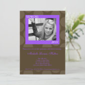 5x7 Purp Circle Polk Foto Afstuderen Aankondiging (Staand voorkant)