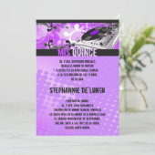 5x7 Purpl DJ Spin Platenspeler Quinceanera Uitnodi Kaart (Staand voorkant)