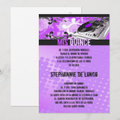 5x7 Purpl DJ Spin Platenspeler Quinceanera Uitnodi Kaart (Voorkant / Achterkant)