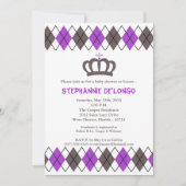 5x7 Purpl Grey Argyle Crown Baby shower Uitnodigin Kaart (Voorkant)