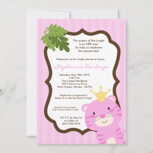 5x7 Queen of the Oerwoud Baby shower Invitation Kaart (Voorkant)