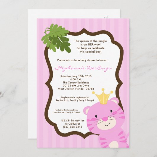 5x7 Queen of the Oerwoud Baby shower Invitation Kaart (Voorkant / Achterkant)