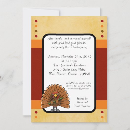 5x7 Rambo Turkije Thanksgiving Uitnodiging (Voorkant)