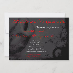 5x7 Red Black Masquerade met Kerstmis XMAS-uitnodi Kaart
