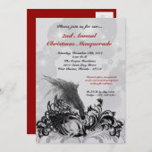5x7 Red Black Masquerade met Kerstmis XMAS-uitnodi Kaart (Voorkant / Achterkant)