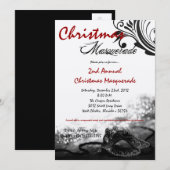 5x7 Red Black Masquerade met Kerstmis XMAS-uitnodi Kaart (Voorkant / Achterkant)