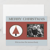 5x7 Red Blue-kerstboom FOTO-kerstkaart Feestdagenkaart (Voorkant / Achterkant)