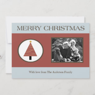5x7 Red Blue-kerstboom FOTO-kerstkaart Feestdagenkaart