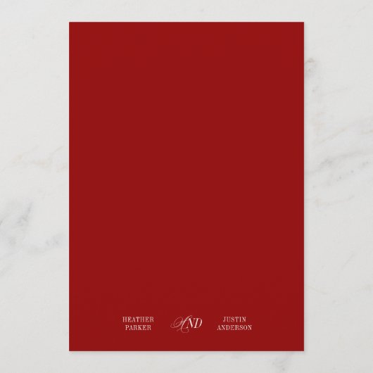 5x7" Red Bon Appetit Classic Elegante Fancy bruilo Menu (Achterkant)