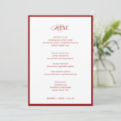 5x7" Red Bon Appetit Classic Elegante Fancy bruilo Menu (Staand voorkant)