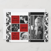 5x7 Red Box Damask FOTO-kerstkaart Feestdagenkaart (Voorkant)