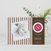 5x7 Red Brown Polka dot PHOTO-kerstkaart Feestdagenkaart (Staand voorkant)