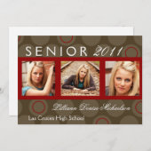 5x7 Red Circle Polka Photo Senior aankondiging (Voorkant / Achterkant)